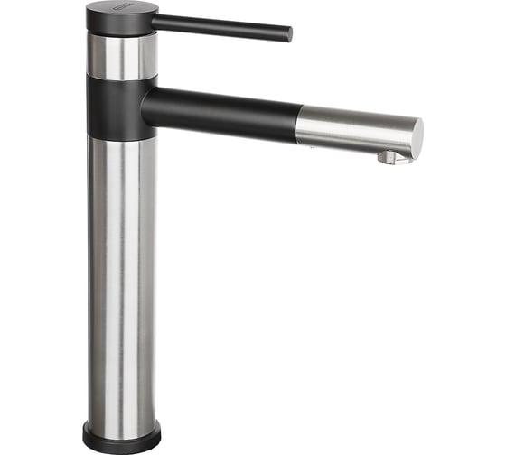 Изображение товара Смеситель для раковины СоюзКран высокий, поворотный, картридж 35 мм, нержавеющая сталь, черный SS02-M132 567-030