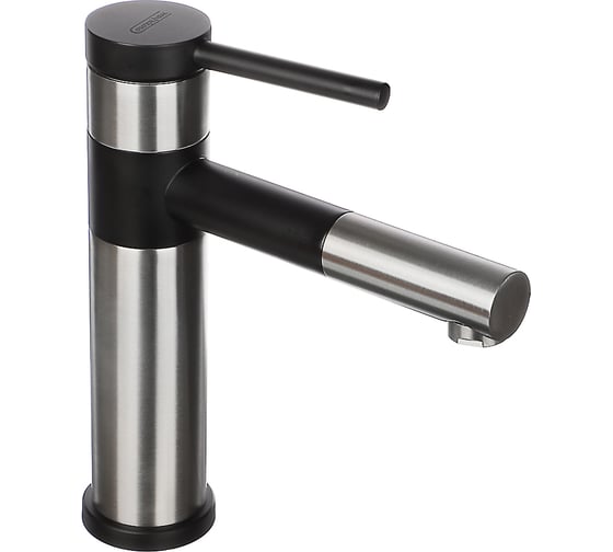 Изображение товара Смеситель для раковины СоюзКран поворотный, керамический картридж 35 мм, нержавеющая сталь, черный SS02-R132 567-025