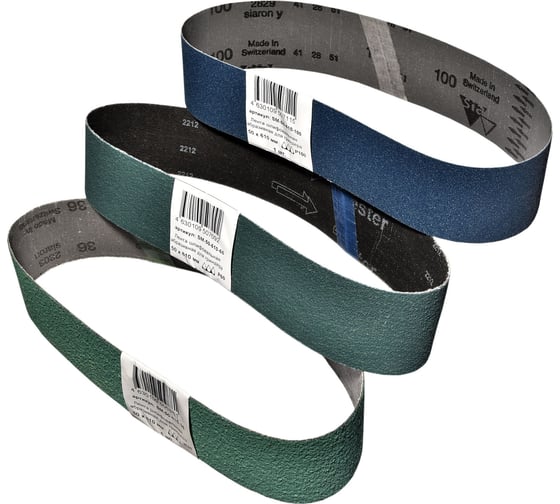 Изображение товара Набор лент шлифовальных для гриндера 50x610 мм, Р36, Р60, Р100, 3 шт ABRAFORM SM3-50-610-36-60-100