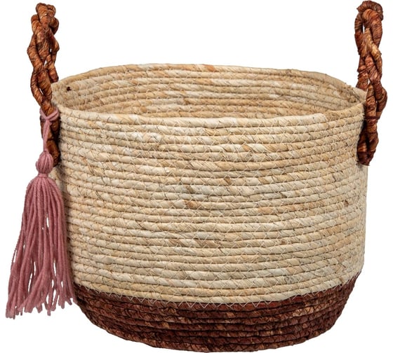 Изображение товара Корзина для хранения с ручками Natural House Аргентина Д300 Ш250 В245, натуральный, бордовый UC-242 M