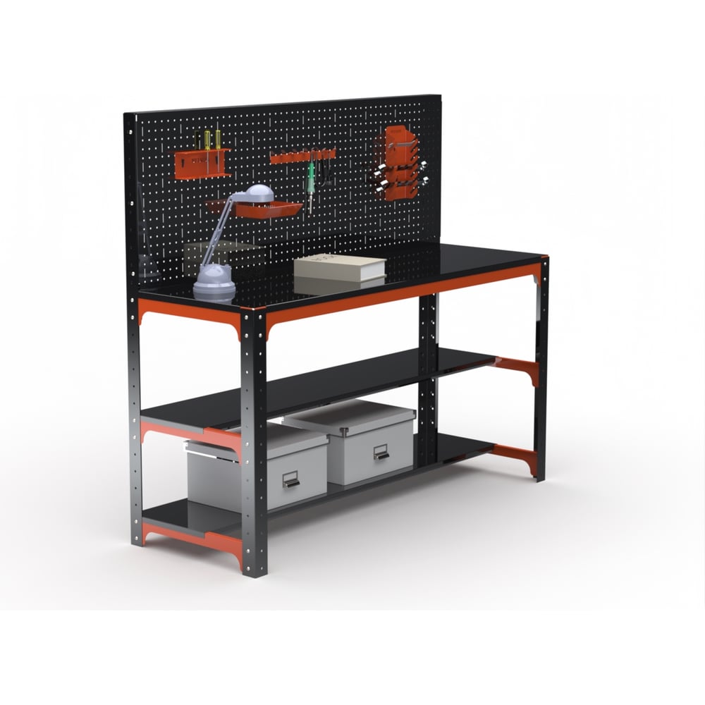 Изображение товара Металлический стол серия KIT 750x1500х400 с полками и аксессуарами