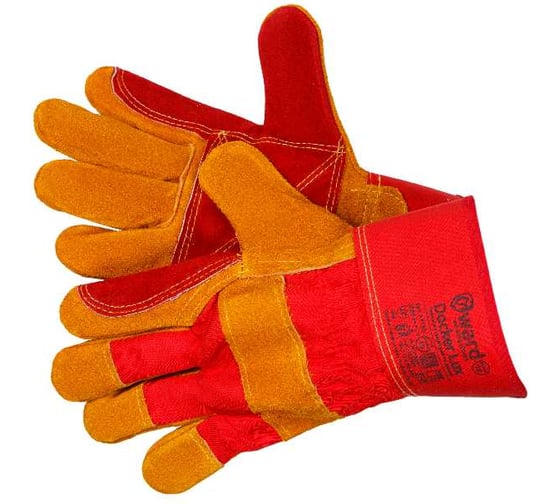 Изображение товара Перчатки комбинированные Gward Docker Lux из спилка c усиленной ладонью размер XL, 12 пар в упаковке XY130