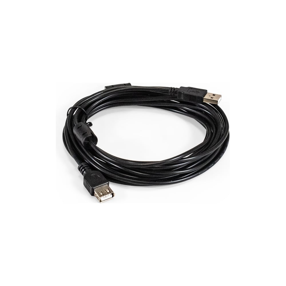 Изображение товара Удлинитель ExeGate USB 2.0 EX-CCF-USB2-AMAF-5.0F Am/Af, позолоченные контакты, ферритовые кольца, 5м 294765