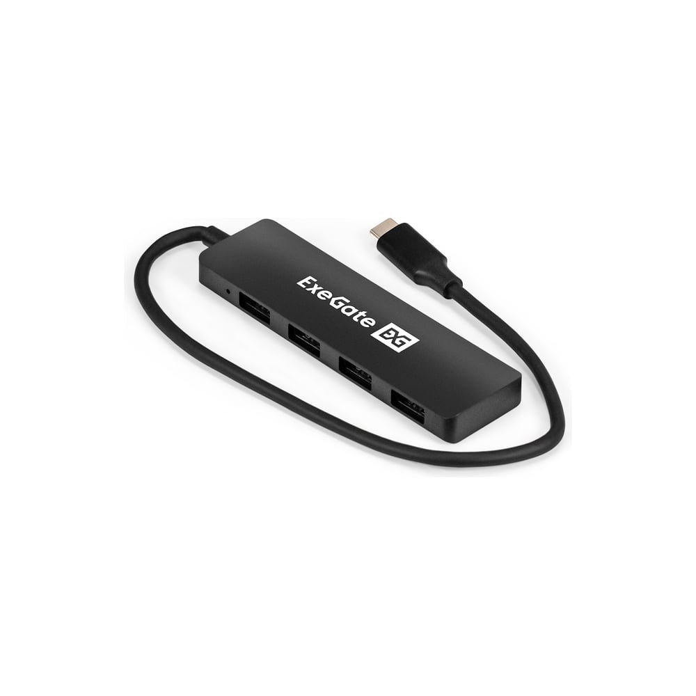 Изображение товара USB-Хаб ExeGate концентратор 4-в-1 DUB-4CP/3 кабель-адаптер USB Type C -- 4xUSB3.0, Plug Play, черный 296929