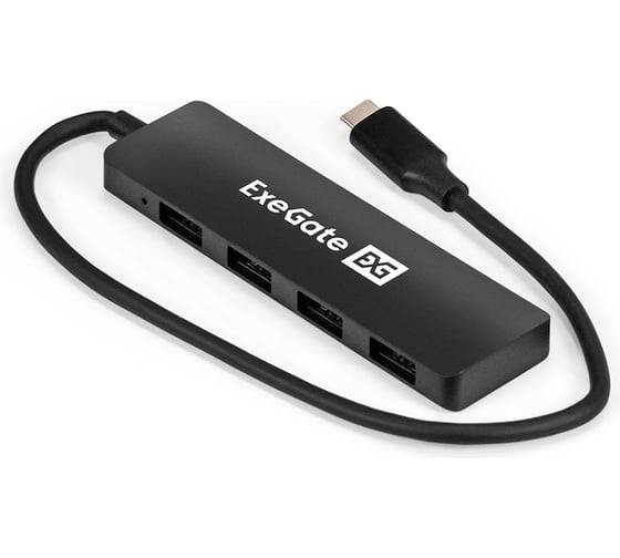 Изображение товара USB-Хаб ExeGate концентратор 4-в-1 DUB-4CP/3 кабель-адаптер USB Type C -- 4xUSB3.0, Plug Play, черный 296929