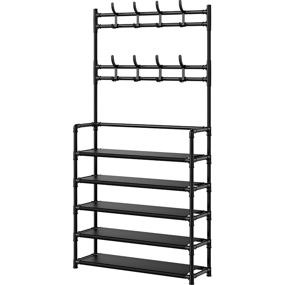 Изображение товара Обувница Ridberg на 5 полок черного цвета с вешалкой
