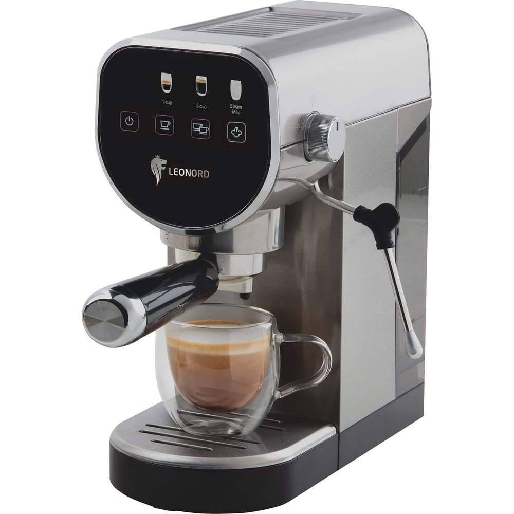 Изображение товара Кофеварка Leonord LE-1752 108135 рожковая с дисплеем мощностью 1360 Вт черная/стальная