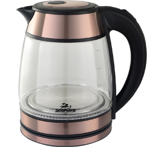 Изображение товара Чайник электрический Добрыня DO (1.8л) 1500Вт стекло с медными вставками 1262