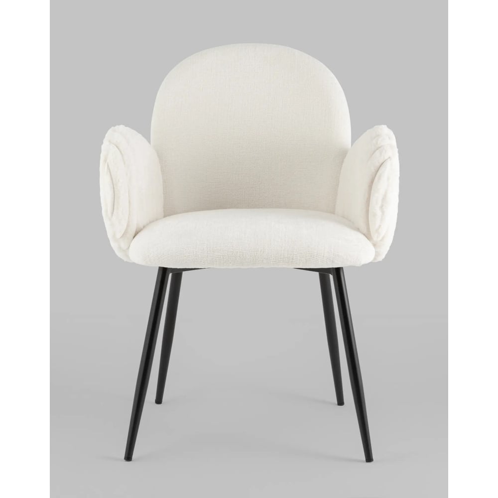 Изображение товара Обеденный стул Груп Wave Stripes с букле белый и черным каркасом