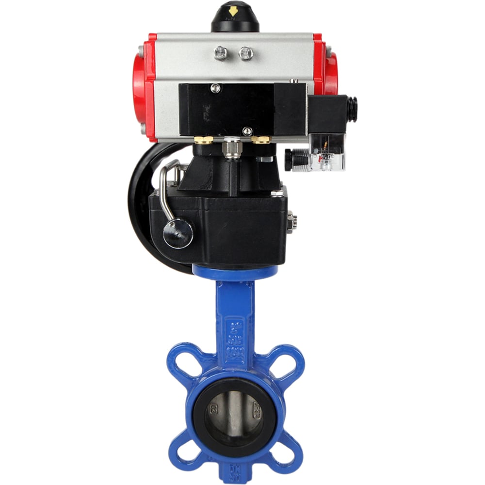 Изображение товара Затвор DN.ru GGG50-316L-NBR Ду80 с пневмоприводом дисковый