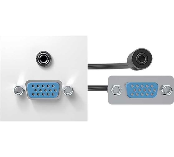 Изображение товара Проходной модуль с адаптером VGA + MiniJack мама/мама Simon, белый, 400 40000191-030