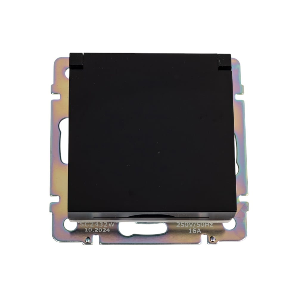 Изображение товара Влагозащищенная силовая розетка WERKEL с заземлением, IP44, черный матовый a069582