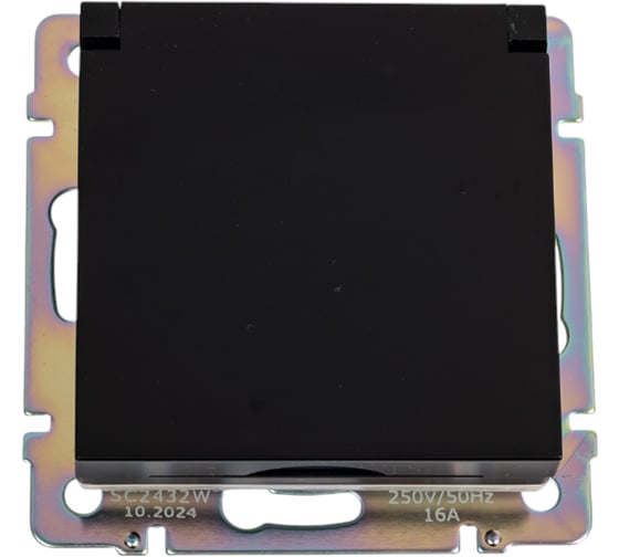 Изображение товара Розетка влагозащищенная WERKEL с заземлением, с защитной крышкой и шторками черный матовый a069582