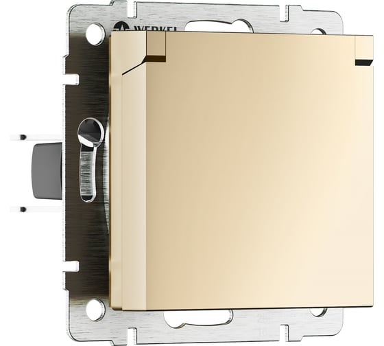 Изображение товара Розетка влагозащищенная WERKEL с заземлением, с защитной крышкой и шторкам шампань a069581