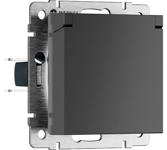 Изображение товара Розетка влагозащищенная WERKEL с заземлением, с защитной крышкой и шторками графит матовый a069592
