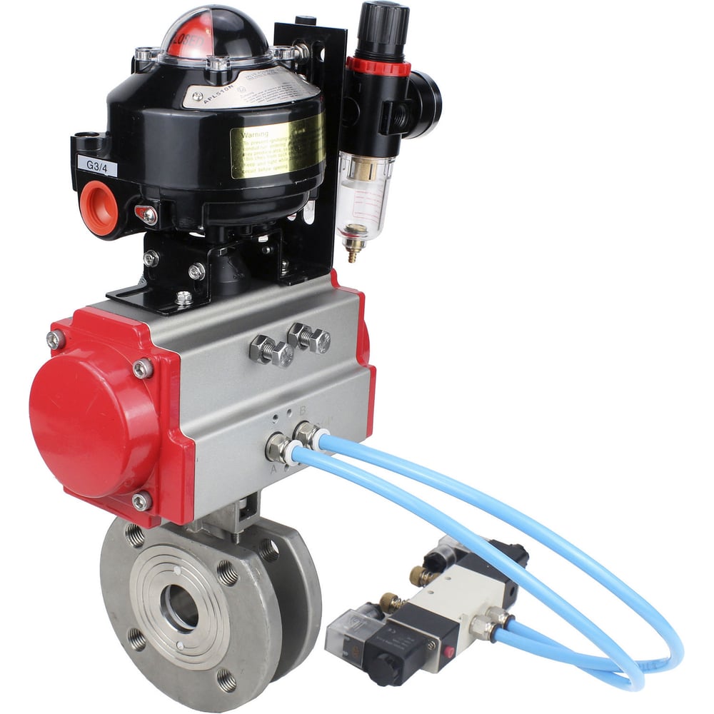 Изображение товара Шаровой кран DN.ru КШмФП.316.200 Ду15 Ру16 с пневмоприводом промышленный