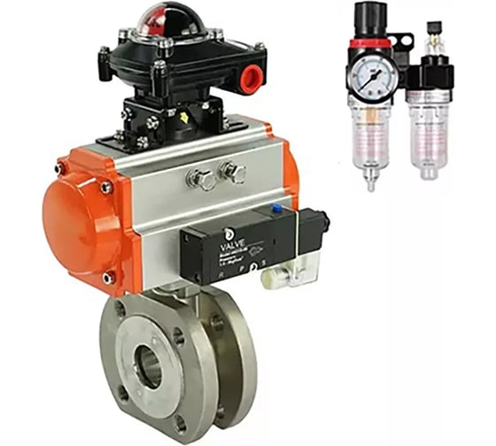 Изображение товара Шаровой кран DN.ru КШмФП.316.200 Ду15 Ру16 с пн.приводом, пн.распределителем, БПВ, БКВ D150-00374