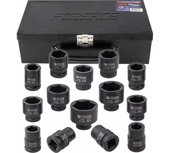 Изображение товара Набор головок ударных 6-гранных 14 предметов 3/4" Forsage F-6141-5MPB(4570) пл.кейс