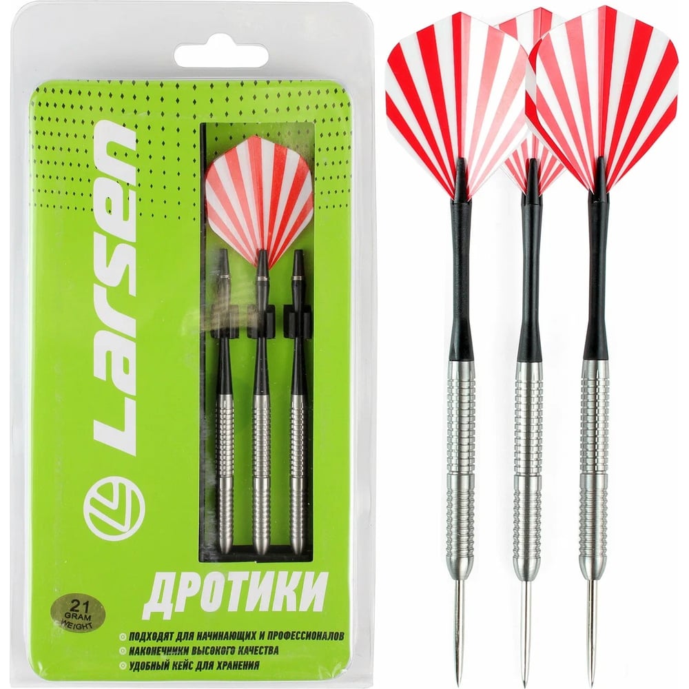 Изображение товара Дротики Larsen 09T06 из стали, комплект 3 шт., профессиональные игровые дротики