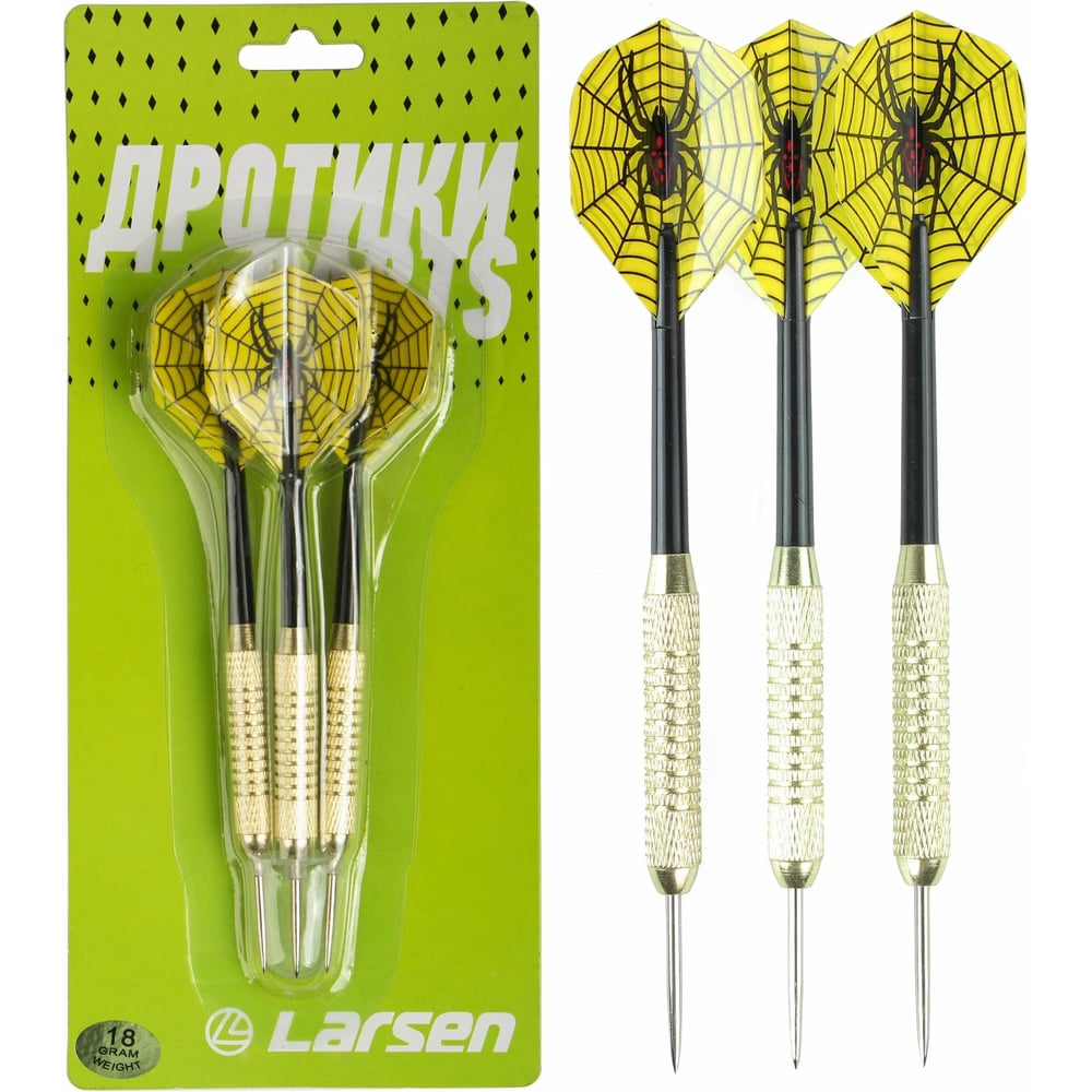 Изображение товара Дротики Larsen DG81021 из стали с обработкой под латунь, 3 шт, 18 г