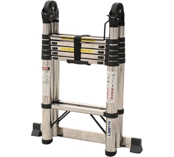 Изображение товара Лестница стальная телескопическая двухсторонняя Алюмет 2х6 ступеней. Серия STD 1.9