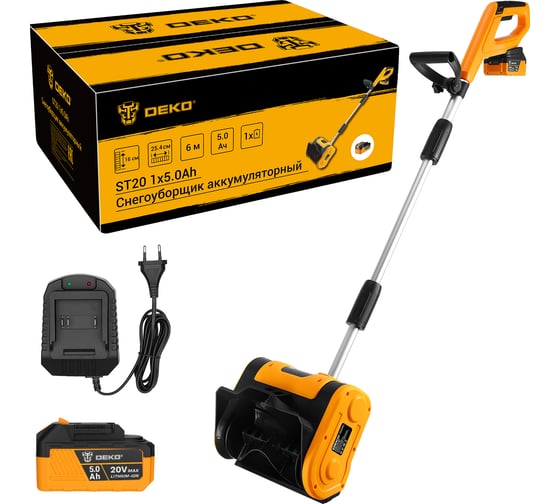 Изображение товара Снегоуборщик аккумуляторный DEKO ST20, 20В, 1х5.0Ач 085-4441