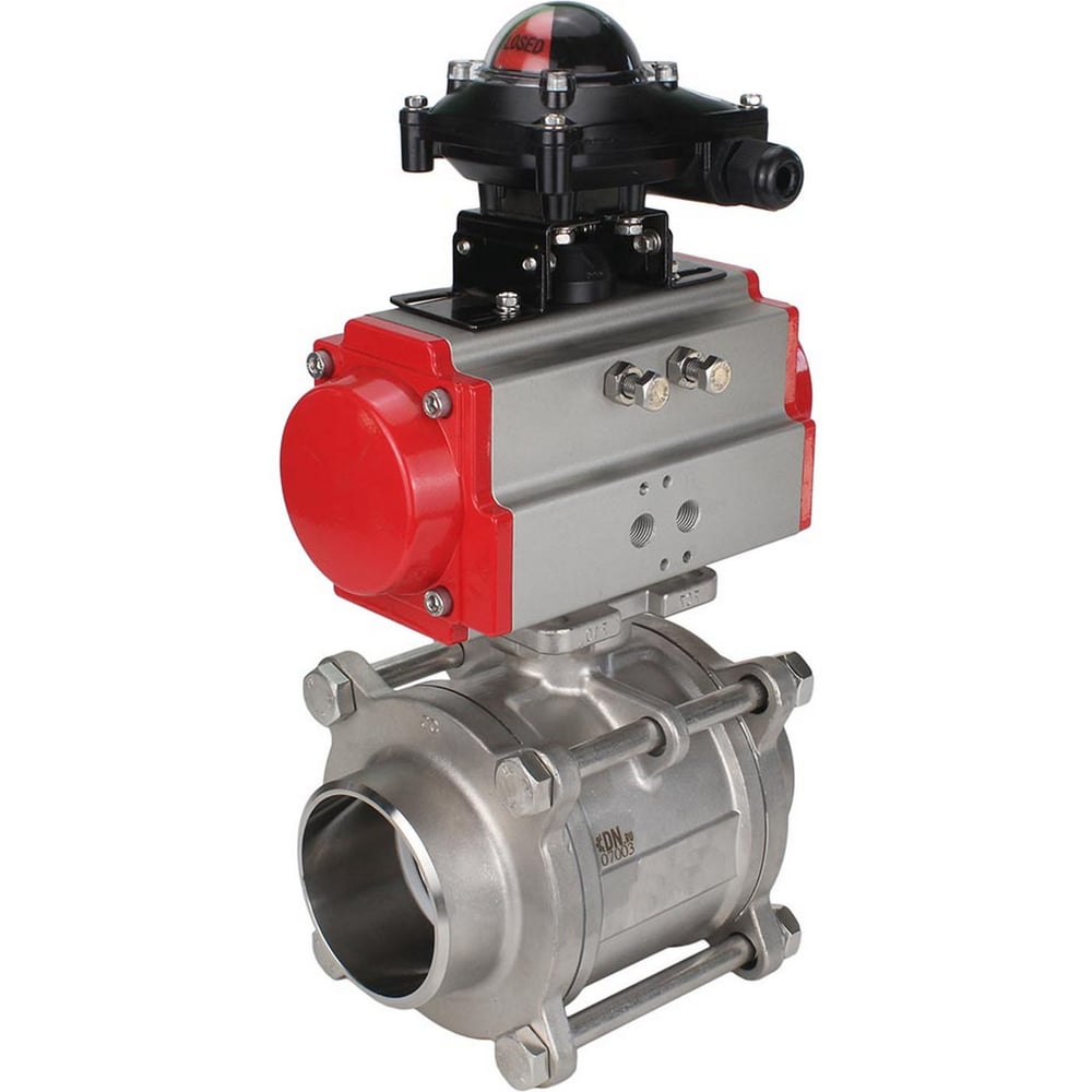 Изображение товара Кран шаровой DN.ru Ду10 ру63 с пневмоприводом нержавеющая сталь