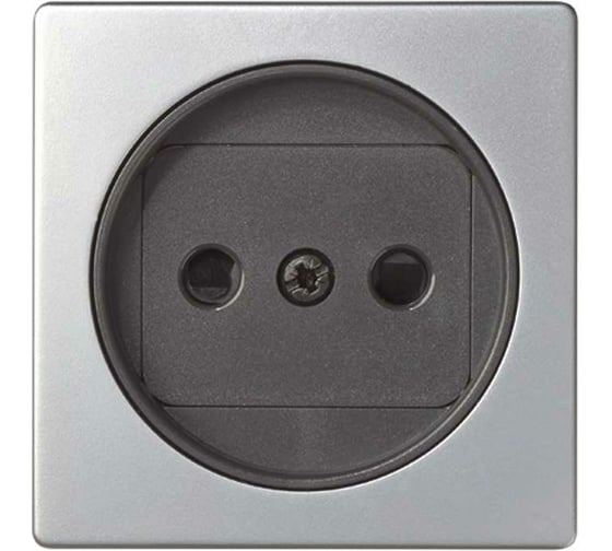 Изображение товара Накладка на двухполюсную розетку Simon, 2Р, без заземления, с защитными шторками, алюминий-графит 82040-33