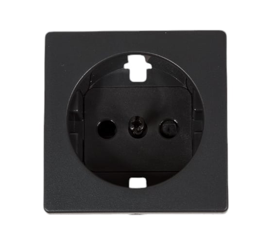 Изображение товара Накладка на двухполюсную розетку с заземляющим контактом Simon, с защитными шторками, графит 82041-38