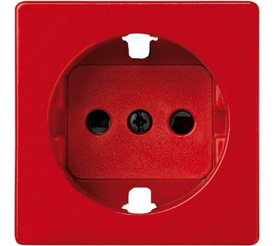 Изображение товара Накладка на двухполюсную розетку с заземляющим контактом Simon, с защитными шторками, красный 82041-37