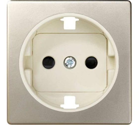 Изображение товара Накладка на двухполюсную розетку с заземляющим контактом Simon, с защитными шторками, шампань-слоновая кость 82041-64