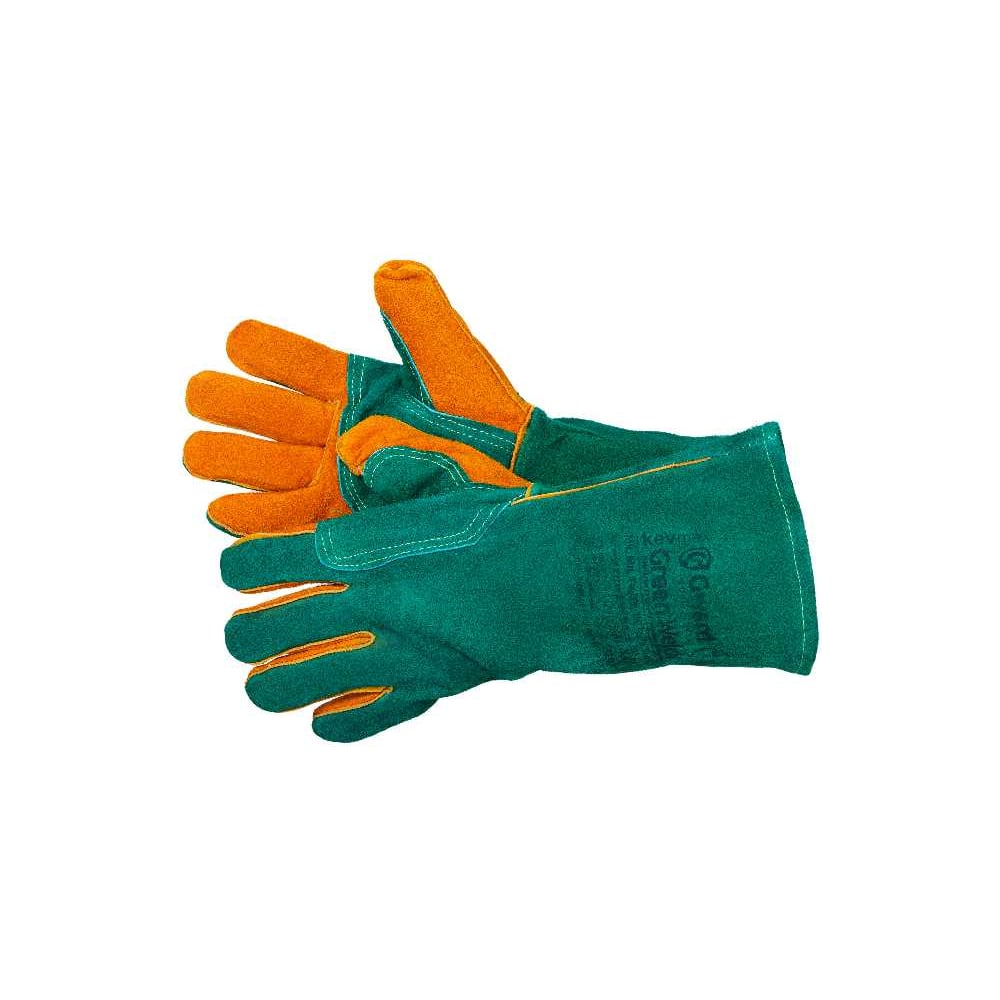 Изображение товара Краги из спилкаGward Green Welder зеленого цвета, с усилением, прошиты огнеупорной нитью р. XXL 12 пар в упаковке XY239