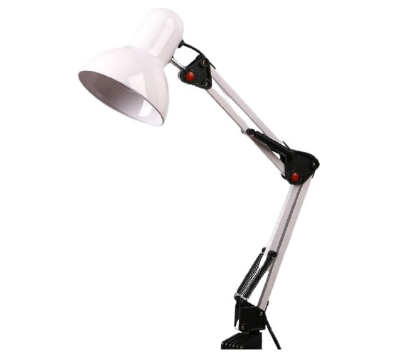 Изображение товара Настольная шарнирная лампа RISALUX Е27, h=55 см, на зажиме 220В белая 147773