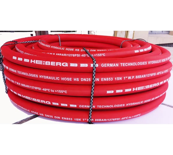 Изображение товара Рукав высокого давления HEIBERG Dn38 DIN EN853 1SN 1 1, рост 2",W.P 50 BAR, (-40 +155C), 40 м 0001T38