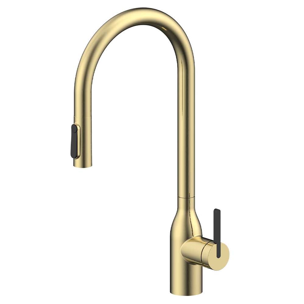 Изображение товара Смеситель для кухни Paulmark UNIVERSAL светлое золото двойной выдвижной излив гигиеничный