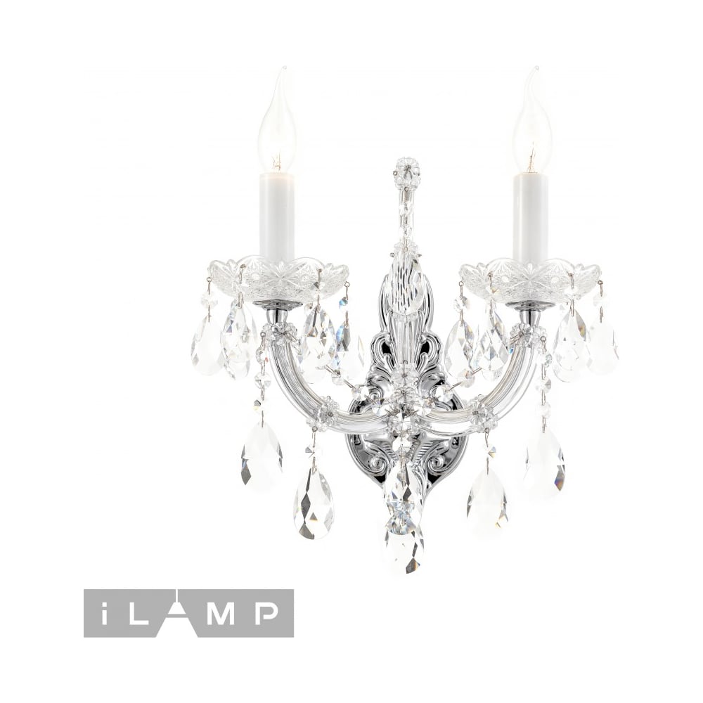 Изображение товара Настенное бра iLAMP Diamond W6071-2 CR+CL классика стекло хром 2 лампы