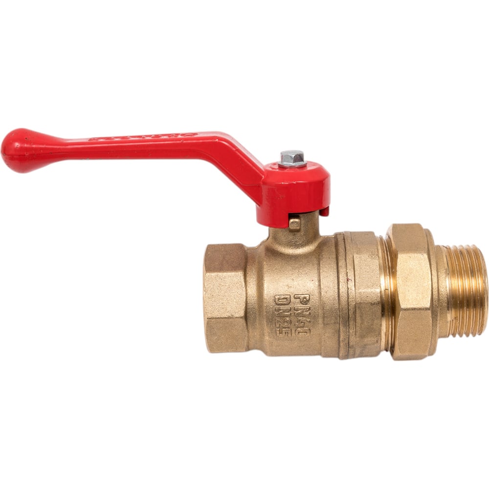 Кран шаровой Valfex N/P59 бирка для воды, 1" ВР/НР, ручка рычаг, американка, латунный 11Б27фт1М (24/6) VF.225.LR1.100.N/P59.Bir