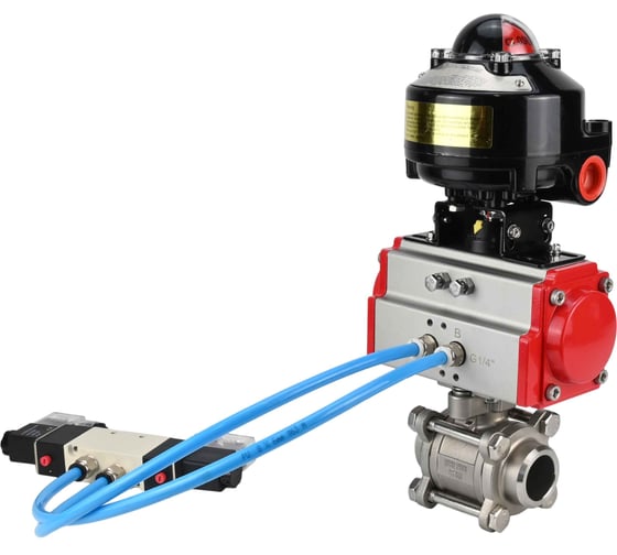 Изображение товара Кран шаровой DN.ru КШПП 316.200-ISO Ду65 Ру25 пн.привод, пн.распределитель, БКВ D160-29855