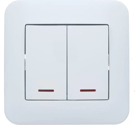 Изображение товара Выключатель двойной Lezard ASTI с подсветкой белый 7081-0202-112