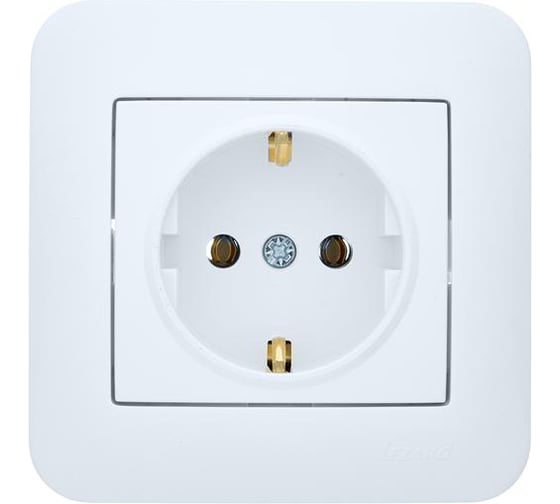 Изображение товара Розетка Lezard ASTI с заземлением, ПБТ, белая 7081-0202-122B