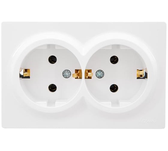 Изображение товара Розетка двойная Lezard LETO с заземлением, закрытый корпус ПБТ, белый 752-0200-127B