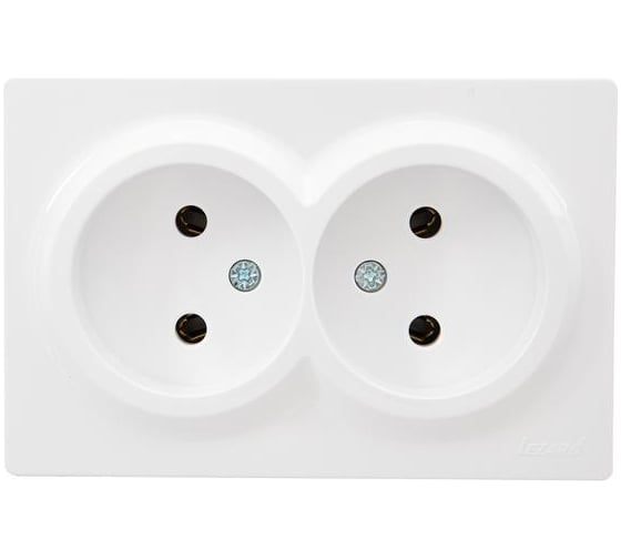 Изображение товара Розетка двойная Lezard LETO без заземления, закрытый корпус ПБТ, белый 752-0200-128B
