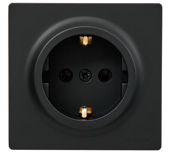 Изображение товара Розетка Lezard LETO с заземлением, ПБТ, чёрный бархат 752-4200-122B