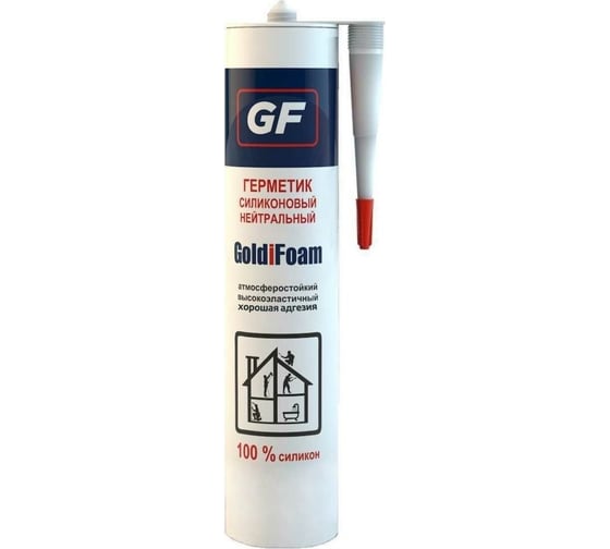 Изображение товара Герметик силиконовый нейтральный GoldiFoam белый, 260 ml 291260022