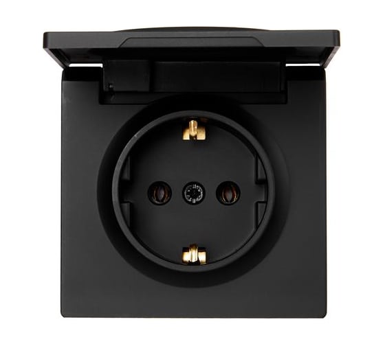 Изображение товара Розетка Lezard LETO с заземлением, с крышкой ПБТ, чёрный бархат 752-4200-123B