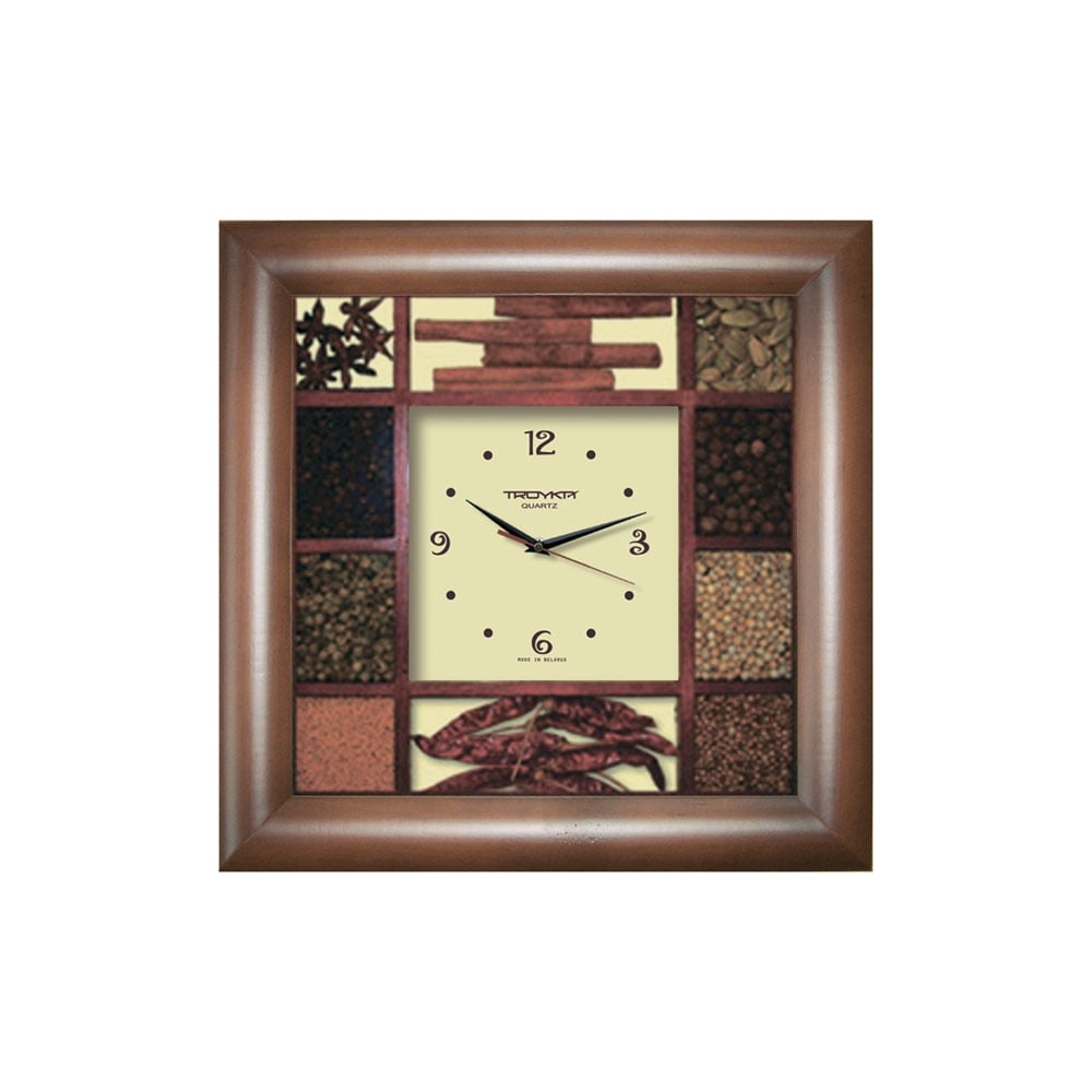 Изображение товара Настенные часы TROYKATIME Тройка СПЕЦИИ 81861828 коричневый материал дерево стильные