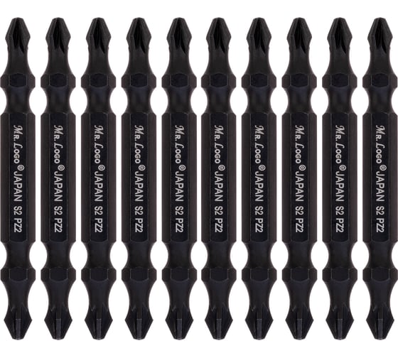 Изображение товара Бита для шуруповерта магнитная торсионная двусторонняя PZ2xPZ2x65 мм, сталь - Японская S2, блистер Mr.Logo A065PZ2T-10