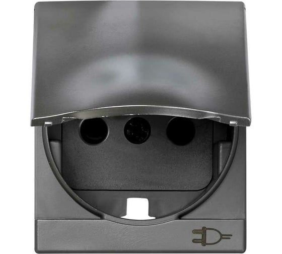 Изображение товара Накладка с защитными шторками и крышкой Simon, на розетку с заземляющим контактом, C, алюминий 82090-53