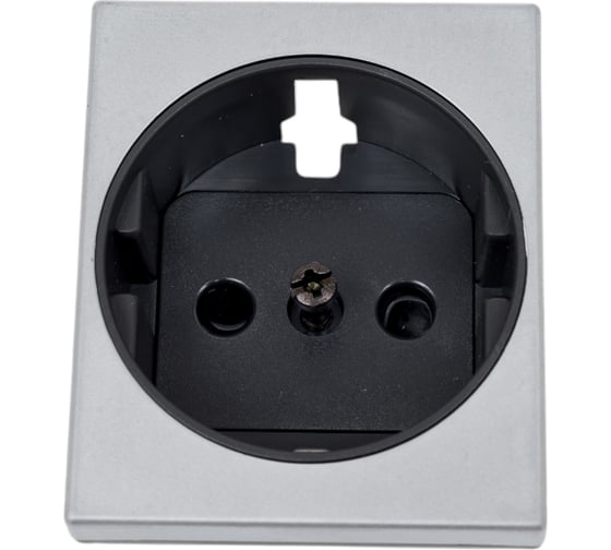 Изображение товара Накладка с защитными шторками на розетку с заземлением Simon, широкий C, алюминий 82041-53