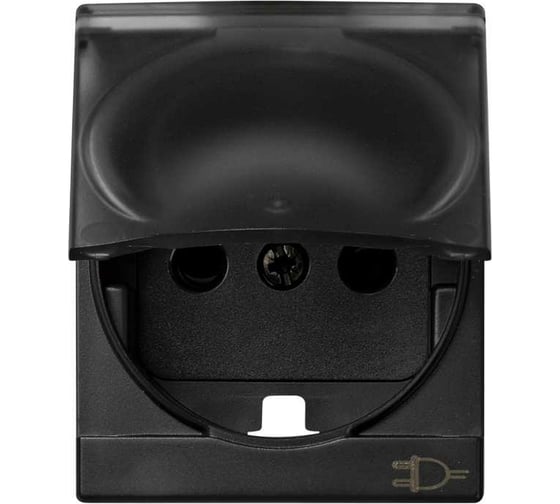 Изображение товара Накладка с защитными шторками и крышкой Simon, на розетку с заземляющим контактом,  графит 82090-58